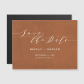 Rost + weiße, elegante Hochzeit Magnetkarte (Vorne/Hinten)