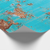 Rostblau gestrichene Metallwand. Detaillierter Fot Geschenkpapier (Ecke)
