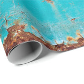 Rostblau gestrichene Metallwand. Detaillierter Fot Geschenkpapier (Rolleneckpunkt)