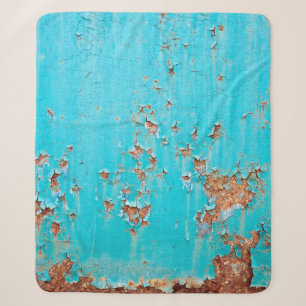 Rostblau gestrichene Metallwand. Detaillierter Fot Sherpadecke