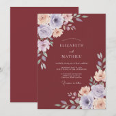 Rostblaue Wasserfarben-Hochzeit Einladung (Vorne/Hinten)