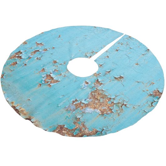 Rostblaues Metall: Texturierte Wand. Polyester Weihnachtsbaumdecke (Schrägansicht)