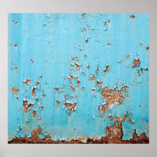 Rostblaues Metall: Texturierte Wand. Poster (Vorne)