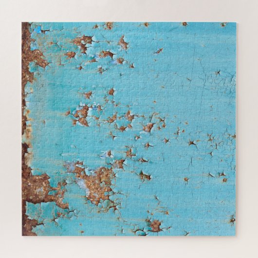 Rostblaues Metall: Texturierte Wand. Puzzle (Horizontal)