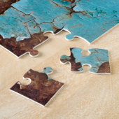 Rostblaues Metall: Texturierte Wand. Puzzle (Seite)