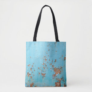 Rostblaues Metall: Texturierte Wand. Tasche