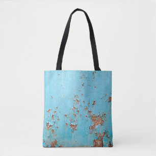 Rostblaues Metall: Texturierte Wand. Tasche
