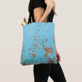 Rostblaues Metall: Texturierte Wand. Tasche (Von Nahem)