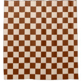 Rostbraun und beiges Schachbrettmuster Duschvorhang (Vorderseite)