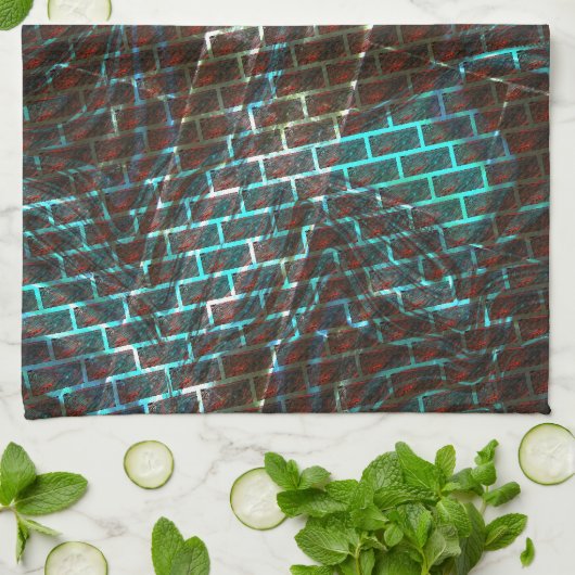 Rostbraunblau, Kratzer, kleiner Stein oder Gitter Geschirrtuch (Gefaltet)