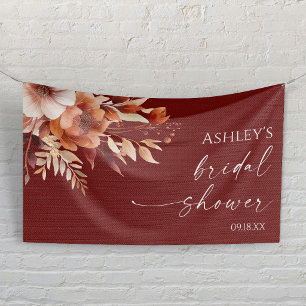 Rostbraune burgunderrote Blumen-Hochzeitsdusche Banner