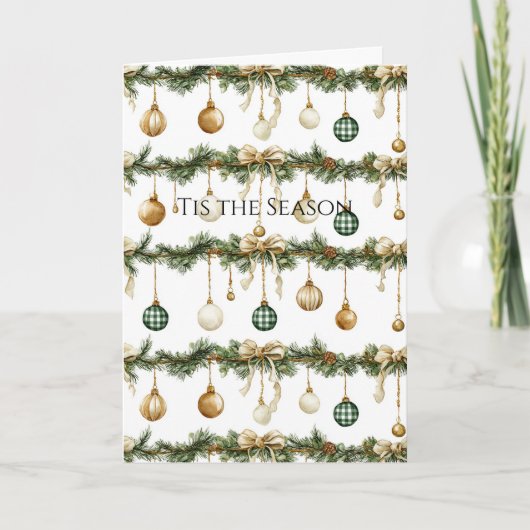 Rostbraune Schleifen Creme Grün Weihnachten Karte (Vorderseite)