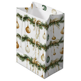Rostbraune Schleifen Creme Grün Weihnachten Mittlere Geschenktüte