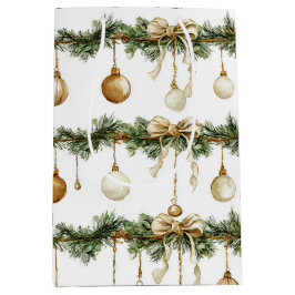 Rostbraune Schleifen Creme Grün Weihnachten Mittlere Geschenktüte