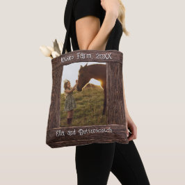 Rostbrauner Holztext editierbarer Faux-Fotorahmen Tasche