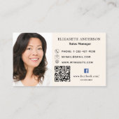 Rostbraunes Beige Logo Foto Qr Code Sozialmedien Visitenkarte (Rückseite)