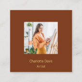 Rostbraunes Foto QR-Code für soziale Medien Quadratische Visitenkarte (Vorderseite)