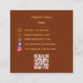 Rostbraunes Foto QR-Code für soziale Medien Quadratische Visitenkarte (Rückseite)