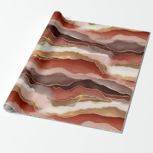 Rostbraunes Goldmarmor Contemporary Geschenkpapier