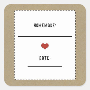 Rostbraunes Kraftpapier Rot Herz Selbstrührender E Quadratischer Aufkleber