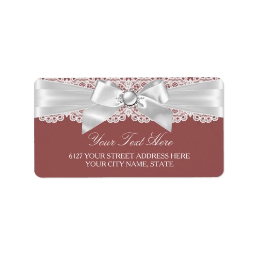 Rostbraunes & Perlen-Bogen-Adressetikett Adressaufkleber (Vorne)