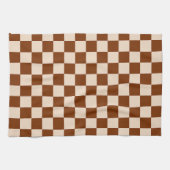 Rostbraunes und beiges Schachbrettmuster Geschirrtuch (Horizontal)