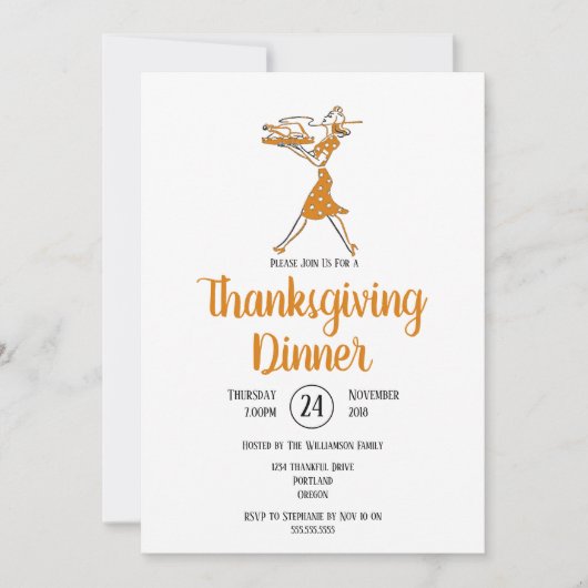 Rösten Türkei Retro Erntedank Abendessen Einladung (Vorderseite)