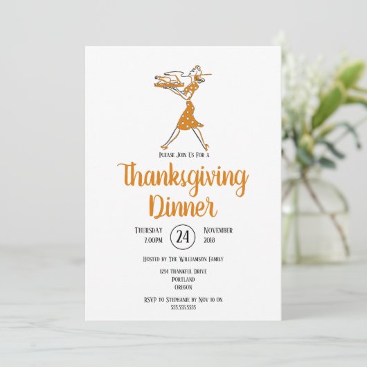 Rösten Türkei Retro Erntedank Abendessen Einladung (Stehend Vorderseite)