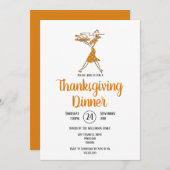 Rösten Türkei Retro Erntedank Abendessen Einladung (Vorne/Hinten)