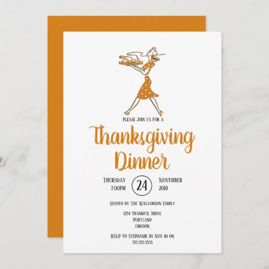Rösten Türkei Retro Erntedank Abendessen Einladung (Vorne/Hinten)