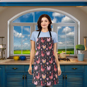 Roster Hennen Bauernhof schwarz rosa Schürze