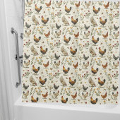 Roster hens Farm beige Retro Duschvorhang