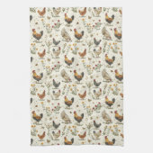 Roster hens Farm beige Retro Geschirrtuch (Vertikal)