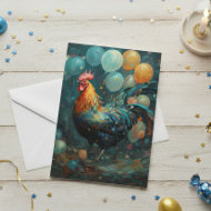 Roster Hühnchen mit Balloons Geburtstag Karte