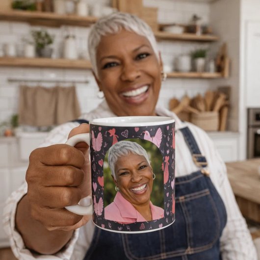 Roster-Hühner-Bauernhof Schwarz-Rosa-Foto Kaffeetasse