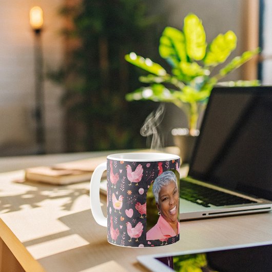 Roster-Hühner-Bauernhof Schwarz-Rosa-Foto Kaffeetasse