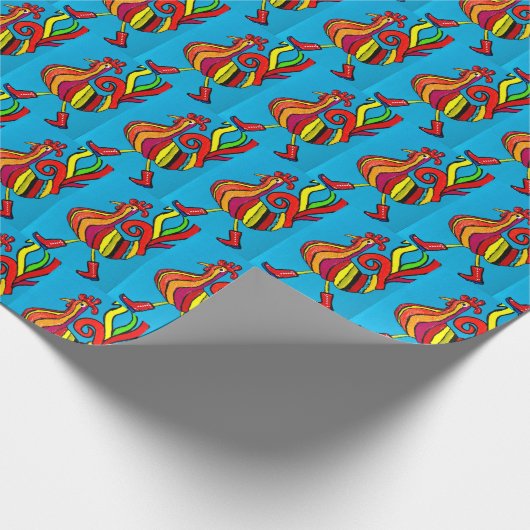 Roster mit roten Stiefeln Packpapier (Ecke)