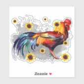 Roster mit Sonnenblumen, kundenspezifisch geschnit Aufkleber (Blatt)