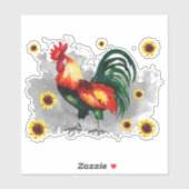 Roster mit Sonnenblumen, kundenspezifisch geschnit Aufkleber (Blatt)