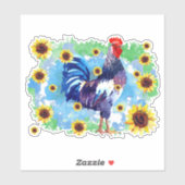 Roster mit Sonnenblumen, kundenspezifisch geschnit Aufkleber (Blatt)