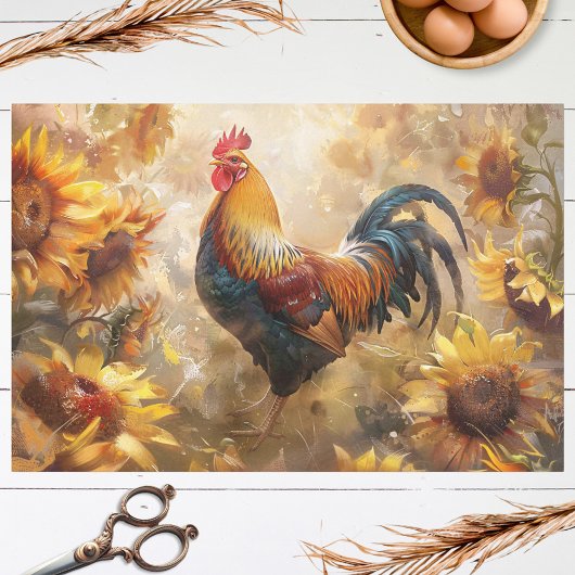 Roster mit Sonnenblumen Ölgemälde Decoupage Seidenpapier
