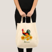 Roster mit Sonnenblumen Personalisiert Tote Tasche (Vorderseite (Produkt))