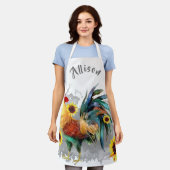 Roster mit Sonnenblumen Personalisierte Schürze (Getragen)