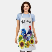 Roster mit Sonnenblumen Personalisierte Schürze (Getragen)