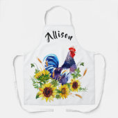Roster mit Sonnenblumen Personalisierte Schürze (Vorderseite)
