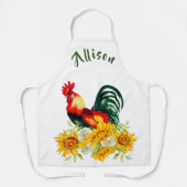 Roster mit Sonnenblumen Personalisierte Schürze (Vorderseite)