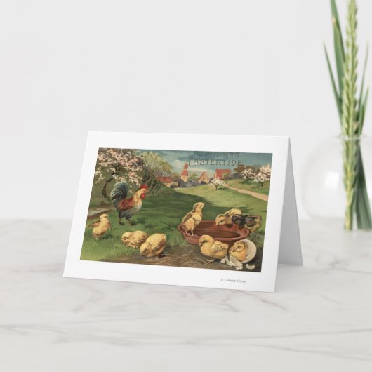 Roster und Chicks Feiertagskarte (Vorderseite)