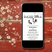 Roster und Henne Hühner Charming Farm Wedding Einladung