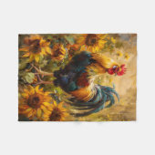 Roster und Sonnenblumen Ölgemälde Fleecedecke (Vorderseite (Horizontal))