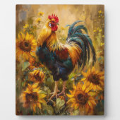 Roster und Sonnenblumen Ölgemälde Fotoplatte (Vorderseite)